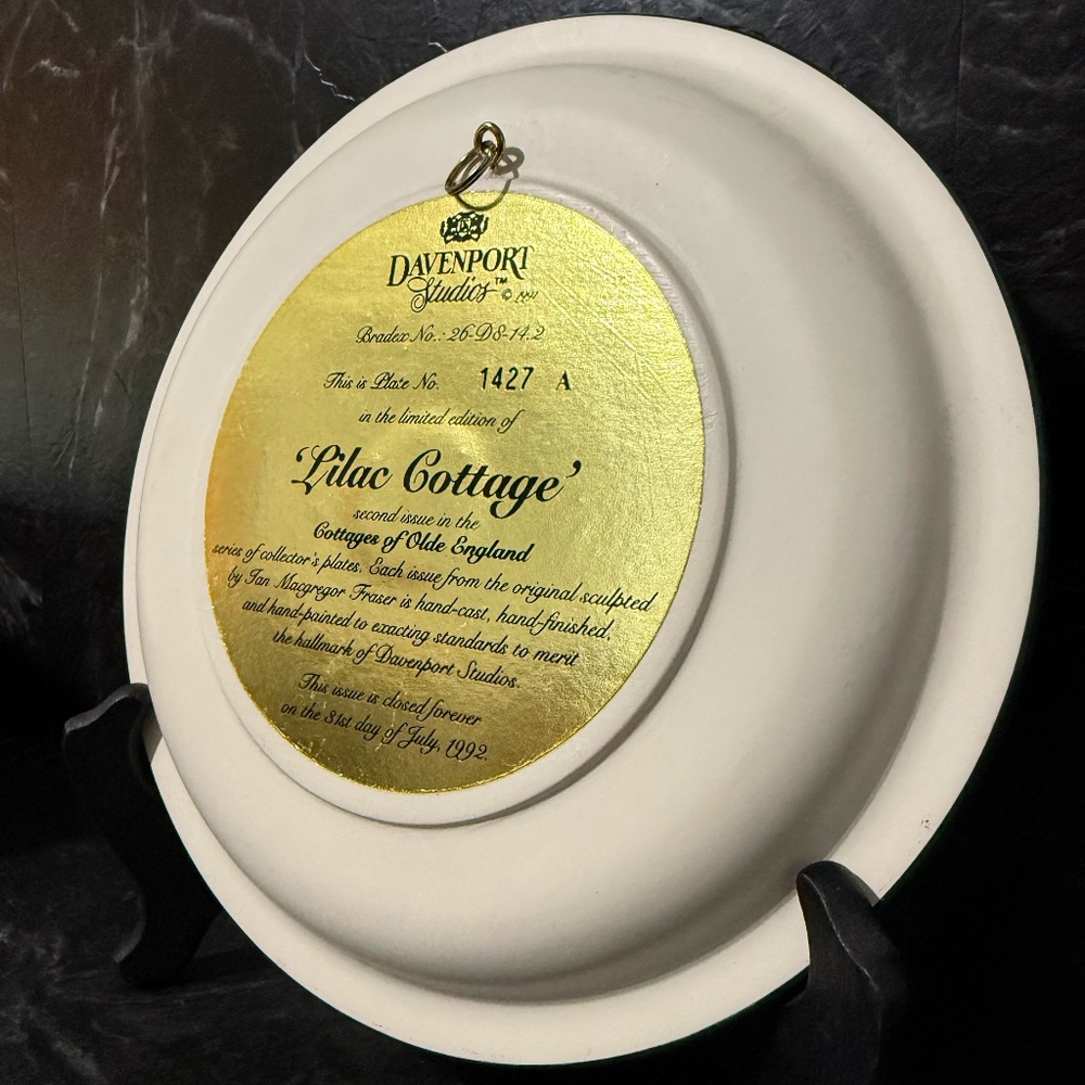 DAVENPORT STUDIOS “Lilac Cottage” Collector Plate #1427A - Picture 8 of 13